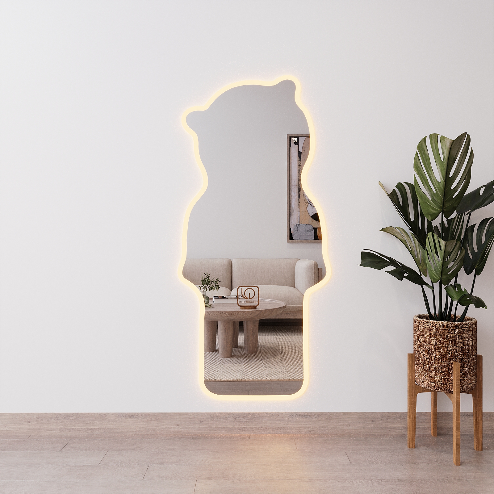 Gương Soi Toàn Thân Hình Gấu 80×170 Cm Led Cảm Ứng 3 Màu Tiện Lợi