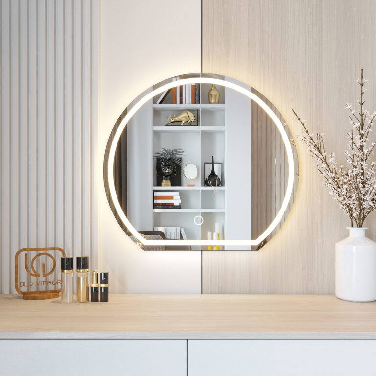 gương led tròn khuyết treo tường